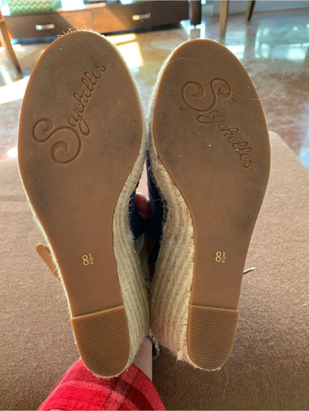 Seychelles Navy Suede Espadrille Wedge Slingbacks EUC 8.5 - Picture 6 of 7